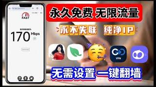 2024年9月最强4款终身免费VPN，白嫖党必备！实测精选堪比付费的免费VPN，小白翻墙神器！安装即用一键直连的免费vpn推荐！可无限白嫖，终身免费亲测速度飞快！永不被封，全球免费VPN，4K毫无压力