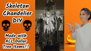 Skeleton Chandelier made with ALL Dollar Tree Items! So EASY and FUN to make!