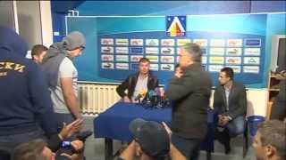 Levski Sofia fans strip new manager during press conference