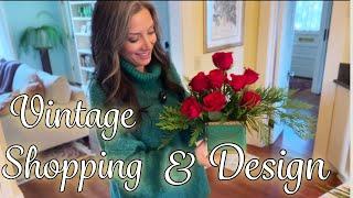 Antique and Vintage Shopping | Easy Christmas Decor on a Budget | Simple Floral Design Tutorial