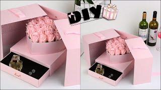 How to make  Gift box | #DIY Magic Cube surprise  box | Heart shape Flower box with drawer