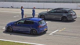 480HP Volkswagen Golf 7 R Stage 2 vs 700HP Audi RS6 Avant C7 with Akrapovic Exhaust