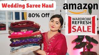 Amazon Wedding Special Heavy Zari Work Saree Haul 80% OFF || Amazon Partywear Saree Haul