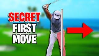 What's the FIRST MOVEMENT in the Downswing?