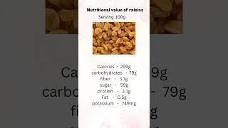 Nutritional value of raisins | serving 100 grams #shorts #health #trending #viralvideo