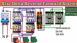 STAR- DELTA  REVERSE-FORWARD STARTER CONTROL WIRING !