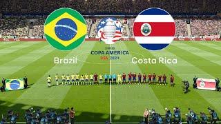 BRAZIL vs COSTA RICA - COPA AMERICA 2024 USA | Group D | Full Match All Goals | PES Gameplay