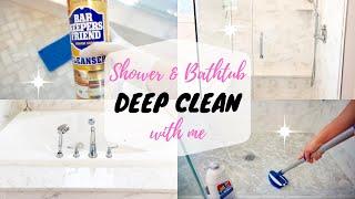 SHOWER & TUB CLEANING ROUTINE + HOW TO REMOVE HARD WATER STAINS & SOAP SCUM FROM GLASS