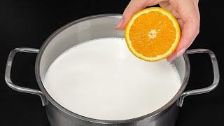 Nur Orange und Milch! Der beste hausgemachte Käse in 5 Minuten! Machen Sie es zu Weihnachten!