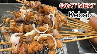 HOW TO MAKE GOAT MEAT KEBAB AT HOME | EASY HOMEMADE KEBAB WITHOUT OVEN|GHANA STREET FOOD |KYIKYINGA