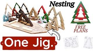 Nesting Trees + Jig. Free Plans Included | Christmas Woodworking Project