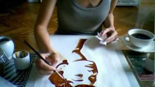 Coffee painting of Audrey Hepburn portrait.avi