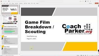 Game Film Breakdown Football Scouting - Break Down Game Video FB - Scout Team Reports Coach Parker