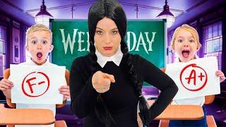 WEDNESDAY ADDAMS is Levi and Ivy's Teacher! She gave them a POP QUIZ!