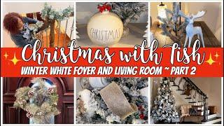 CHRISTMAS DECORATE WITH ME 2024 | CHRISTMAS WINTER WHITE LIVING ROOM