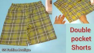 Easy DIY Shorts with side seam pockets | Double pocket shorts cutting and stitching with sewing tips