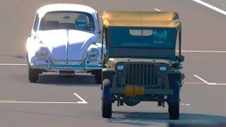 Volkswagen Beetle Type 1 1200 1966 vs Jeep Willys MB 1945 at Nurburgring Nordschleife Track Day