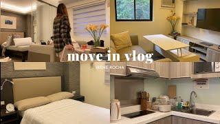 move in vlog  shopping, setting up, cleaning my condo | living alone in the philippines