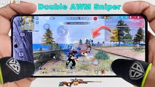 Double AWM sniper gameplay free fire with 2 finger claw handcam