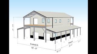 ARIZONA 30 X 40 GABLE 2 STORY DOUBLE LEANTO DOUBLE PORCH BARNDOMINIUM KIT