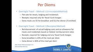 Travel Basics and Beyond - Per Diems