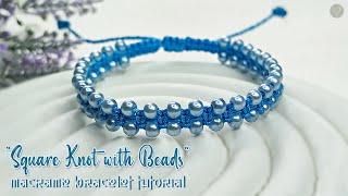 Macrame Bracelet Square Knot with Beads | Macrame Bracelet Tutorial