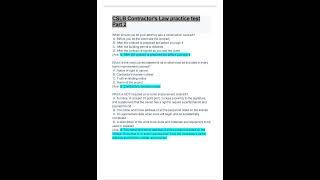 CSLB Contractor's Law practice Test Part 2 Questions & Answers Updated Solution