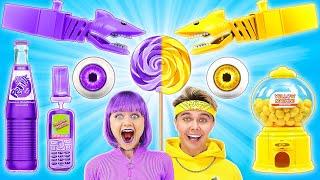 DÉFI GOURMAND JAUNE ET VIOLET || 1 Seule Couleur De Bonbon Pendant 24 Heures par 123 GO! TRENDS