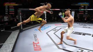 UFC 4 - Superman punch KO off the cage !!