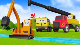 Construction Vehicles FACEOFF River Rescue vs Bridge Rebuild! | Toy City Construction