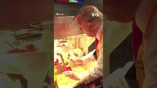 Trump works drive-thru window at McDonald's while campaigning in Pennsylvania | VOA News #shorts