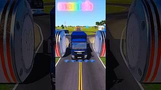 Mix Colourful Cargo Trucks & Cement Trucksvs Bollards Crash #shorts #beamng #crash 