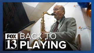 Musician returns to perform at St. Mark's Hospital a year after surviving stroke