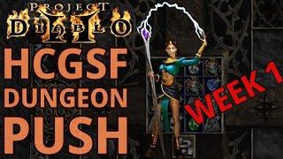 New HCGSF journey to dungeon clearing start in Season 9 of Project Diablo 2 (PD2) - Week 1 status