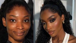 CLIENT MAKEUP TRANSFORMATION/DARK SKIN MAKEUP TUTORIAL