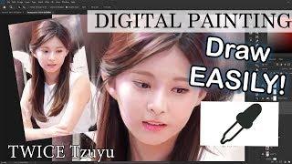 How to draw easily digital portraits using Wacom Pentab in Photoshop (Twice Tzuyu)