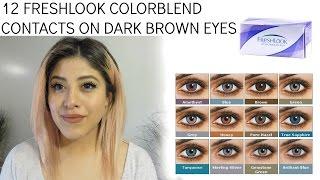 12 Freshlook Contacts on Dark Brown Eyes - Lens.me PROMO CODE : MIMI