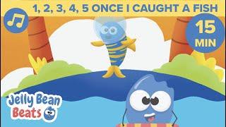 1,2,3,4,5 Once I Caught A Fish + More Children's Songs |  Jelly Bean Beats