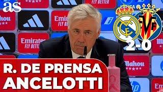 ANCELOTTI, RUEDA PRENSA completa REAL MADRID 2 - VILLARREAL 0 y la DURA LESIÓN CARVAJAL