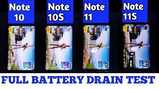 Redmi Note 11 vs Redmi Note 10 vs Redmi Note 11S vs Redmi Note 10S Battery Drain Test |