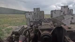 Russian Truck equipped with 57-mm Autocannon firing on UA positions