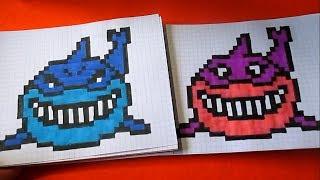 How to draw Kind and Evil Shark Pixel Art #Shark , #Pixelart, #howtodraw