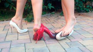 Casadei and louboutin high heels abused, high heels wet, high heels in mud, shoes abuse (# 046)