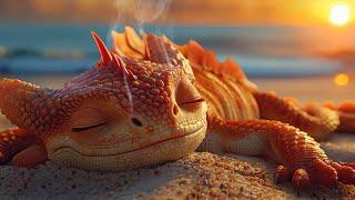 Cozy Summer Ambience with Relaxing Ocean Waves & Beach-Loving Dragon 