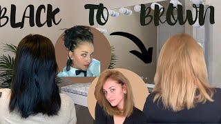 How to go from BLACK to LIGHT BROWN | Bleaching BLACK box hair dye | Hair TRANSFORMATION!