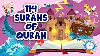 114 Names of Quranic Surahs with Their Meanings | Islamic Songs for Kids | 4K