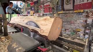 making a stop sign out of a white pine log & cab cam # 606