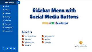 How to Create a Responsive Sidebar Menu with Social Media Buttons Using #HTML and #CSS Only?