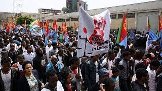 Scores of Eritreans in Ethiopia march against their government