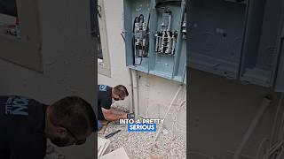 Busted underground gives us grief on 400 amp meter main combo panel. Simon Electric
